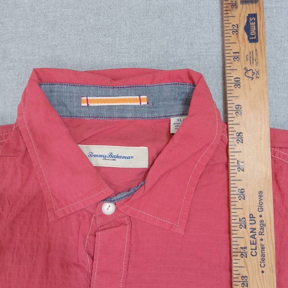Tommy Bahama Shirt Mens XL Red Button Up Short Sleeve Lightweight Casual Summer - Picture 3 of 8